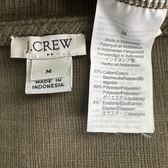 J Crew Textured VNeck Top Medium Green Cropped Boxy Front Tie Preppy Beachy - Picture 7 of 9